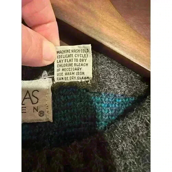 VTG Nicolas Allen Womens Size M Pattern Knit Pullover Sweater Gray Blue Crewneck - Picture 5 of 10